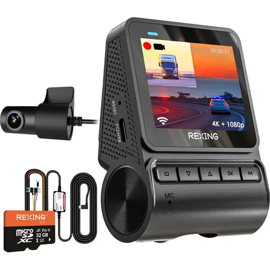 Rexing V1P Flex X4 4K Wi-Fi Dual (Front + Rear) Dash Camera - Black