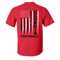 Georgia Football Team Color Red and Black American Flag Mens Short Sleeve T-shirt