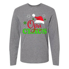 Inktastic Opa Claus with Christmas Santa Hat and Snowflakes Long Sleeve T-Shirt