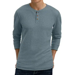 GIRUNS Men's Long Sleeve Waffle Henley Casual Henley T-shirts for Men