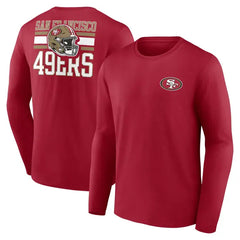 Mens Primry Color Long Sleeve Cotton Crew Tee Stacked Full Name & Helmet