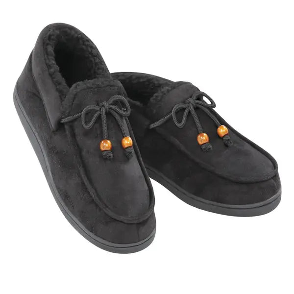 Mens Indoor/Outdoor Memory Foam Moccasins - Black
