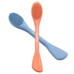 Facial Cleansing Brush, 2 in 1 Silicone Face Mask Brush & Face Scrubber, For Exfoliating, Massaging, Remove Blackheads, Makeup Skincare Removal, Applicator for Mud, Clay, Body Lotion, DIY Mask