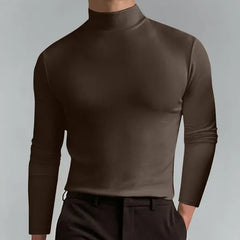 Herrnalise Mens Mock Neck T Shirts Pullover High Neck Turtleneck Premium Cotton Long Sleeve Sweaters for Men Valentine's Day For Him