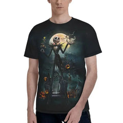Nightmare Before Christmas Shirt Halloween Jack Sally Shirts 3D Printed Fashion Short Sleeve Unisex Cartoon Shirt