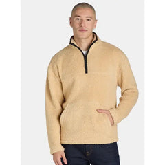 No Boundaries Men's & Big Men's Faux Shearling High Pile Fleece Quarter Zip Pullover