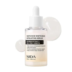 NIDA White Rice Whitehead Exfoliating Serum Daily Soft Exfoliating Face Scrub Dead Skin Cells Remover for All Skin Types korean skin care