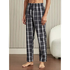 Checked Pyjama with Drawstring Closure - Blue