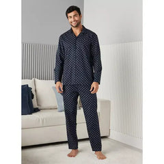 All-Over Print Better Cotton Shirt and Pyjama Set - Blue