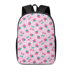 Disketp Cherry Strawberry School Backpack, Lightweight Basic Middle School Bookbags 17 Inch Casual Daypack for Student College, Travel or Outdoor