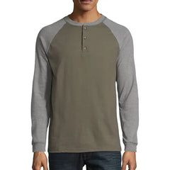 Hanes Men's and Big Men's Beefy Heavyweight Long Sleeve Three-Button Henley