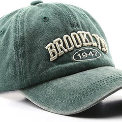 Brooklyn Cap Washed Vintage Baseball Cap Sun Hat for Men and Women
