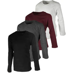 BROOKLYN VERTICAL Boys 4 Pack Long Sleeve Soft Cotton Tee Shirts Undershirts