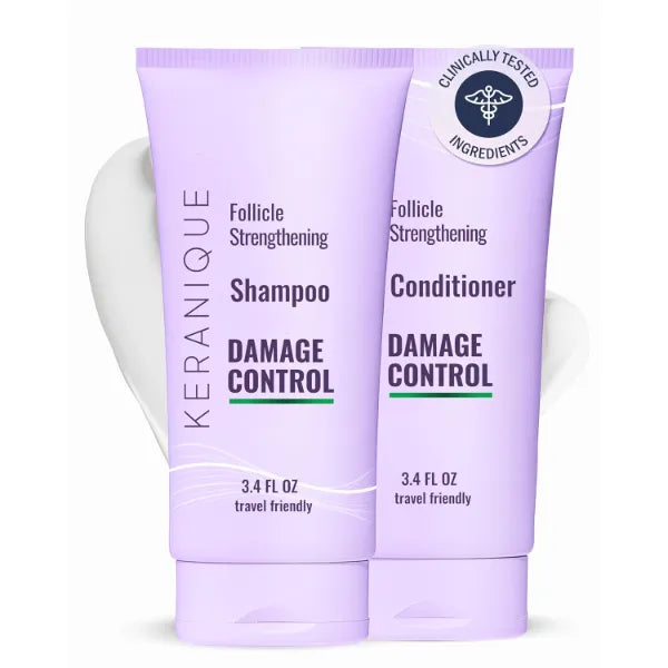 Keranique Shampoo and Conditioner - Volumizing Shampoo and Conditioner Set for Fine, Thinning Hair and Fuller Hair Growth - Keratin Enriched, Volume Thickening, Sulfate-Free, Color-Safe, Anti-Aging