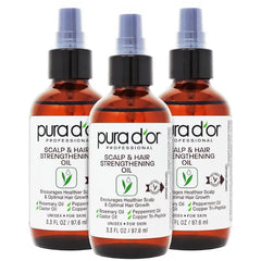 PURA D'OR 3.3 Oz Scalp & Hair Strengthening Oil - Supports Optimal Growth, Reduce Breakage, Nourish Roots for Healthier, Fuller, Thicker Hair - Rosemary, Castor & Peppermint Oil for Stronger Strands