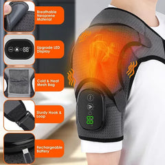 Dearbeauty Cordless Heated Shoulder Wrap with Massage - 3 Heat & Vibration Settings - Grey
