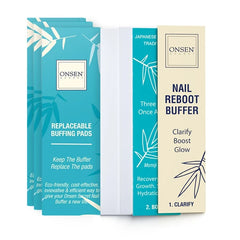 Onsen Secret 3-Way Nail Buffer Replacement Pads – Coarse/Soft/Silky Buffing Refills for Natural Shine – Available in 1 Pack (4 Pads) or 3 Pack (12 Pads)