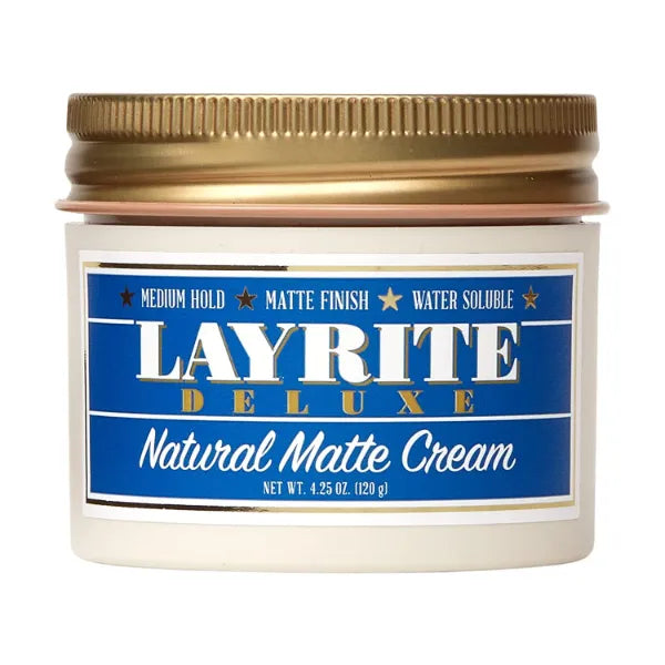 Layrite Natural Matte Cream, Basic, White, Mild Cream Soda, Medium Hold, Frizz Control, Matte Finish - 4.25 Ounce