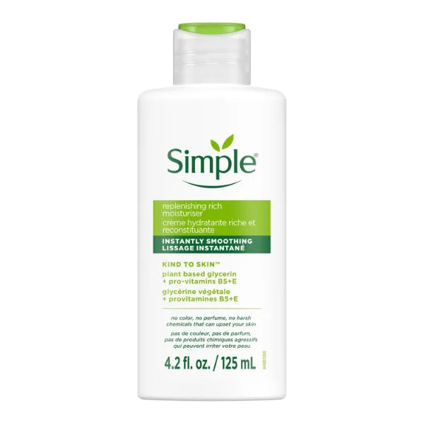 Simple Kind To Skin Replenishing Rich Moisturizer - Face Cream Nourishes and Hydrates - Face Moisturizer with Niacinamide, Vitamins B5 and E for All Skin Types 4.2 oz