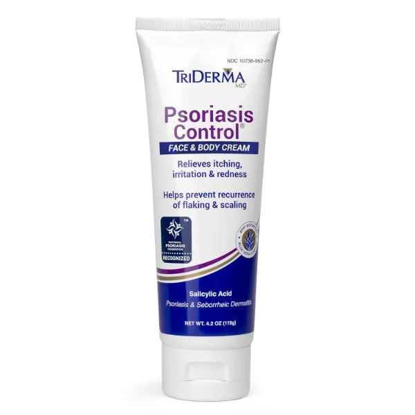 TriDerma Psoriasis Control Face & Body Cream - Maximum Strength 3% Salicylic Acid, AP4 Aloe Vera Gel, Urea Cream - Extra Moisturizing Treatment, No Cortisone or Coal Tar - FSA Eligible