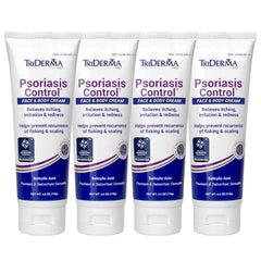 TriDerma Psoriasis Control Face & Body Cream - Maximum Strength 3% Salicylic Acid, AP4 Aloe Vera Gel, Urea Cream - Extra Moisturizing Treatment, No Cortisone or Coal Tar - FSA Eligible