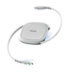 TALIX 240W Retractable USB C Cable, PD 3.2 Fast Charging USB C to USB C Cable with Mag Snap Storage, E-Marker Chip, Anti-Tangle Retractable Cord for Travel, iPhone 17, MacBook, Samsung S25
