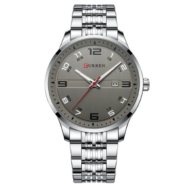 CURREN Fashion Design Stainless Steel Quartz Watches Casual Simple Wrist Watch Men Luminous Wrist Watch 8411- SILVER GRAY