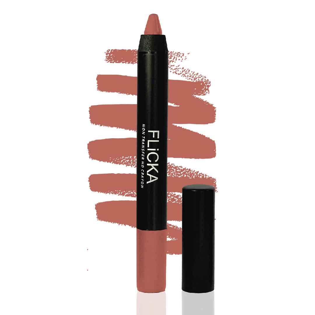 FLiCKA Lasting Lipsence Hd Crayon Lipstick Nude Color Matte Finish for All Skin Tones Full Coverage - Pack of 1- 01 Sleeping Beauty (10 Gms)