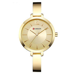 Curren 9012 Quartz Movement Round Dial Stainless Steel Strap Waterproof Women Wristwatch - Gold