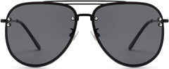 VIVIENFANG Premium Rimless Oversized Aviator Sunglasses for Women VF2203 - Black
