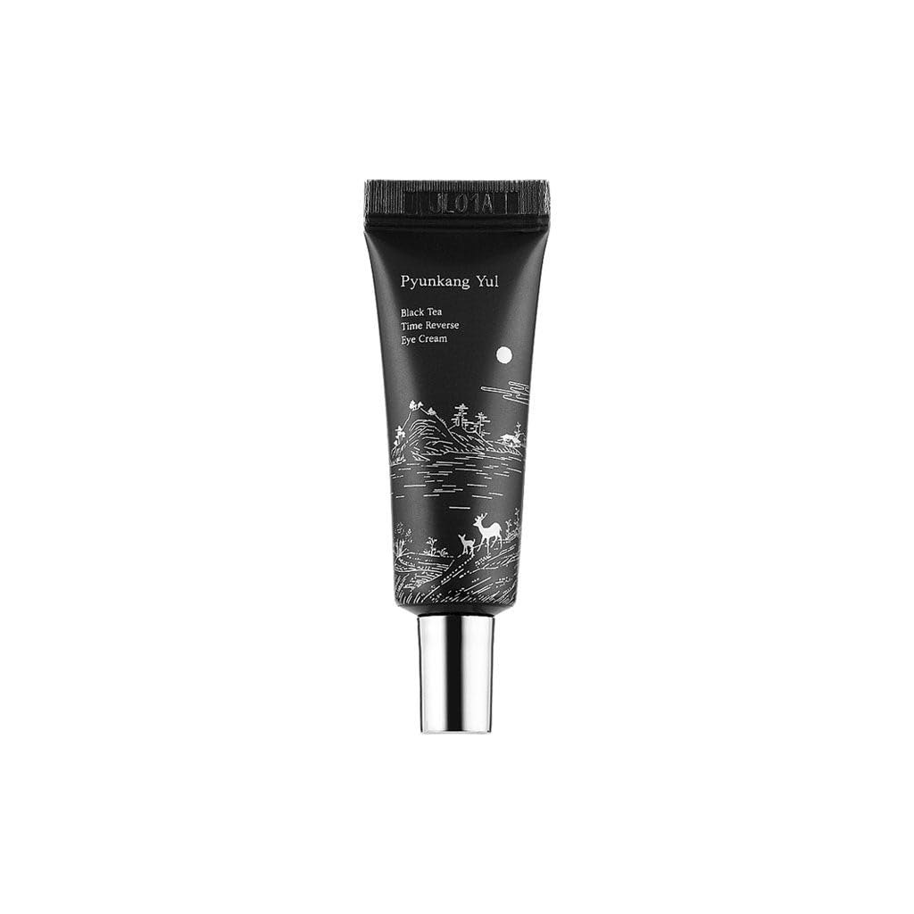 PYUNKANG YUL Korean Skincare Black Tea Time Reverse Eye Cream (Mini) - Hyaluronic Acids, Ceramide Rich Nourishment Eye Cream Moisture Barrier and Peptides Increasing Skin Elasticity - 0.3 fl oz