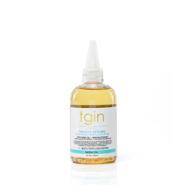 tgin Miracle Styling Ayurvedic Hair & Scalp Oil – Lightweight Curly Hair Oil with Neem & Brahmi Powder– Softens, Hydrates & Smooths Ends – 4 fl. Oz