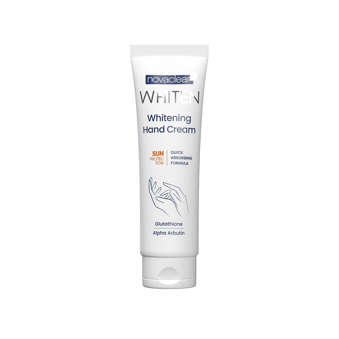 Novaclear Whitening Hand Cream with Glutathione, Alpha Arbutin, Shea Butter, Sweet Almond Oil, and SPF. for hand hyperpigmentation and dark spots, maximum sun protection and moisturizing.