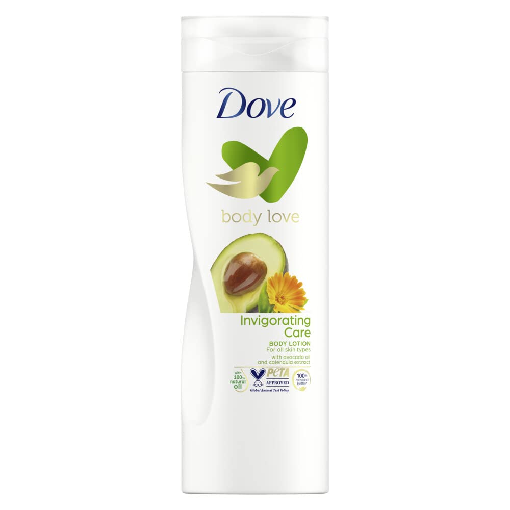Dove Body Love Invigorating Care Body Lotion, made with 100 percent Natural Oils, Avocado Oil and Calendula Extract, up to 72 hours of Moisturization - 400ml