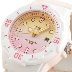 Casio Womens Quartz Watch, Analog Display and Resin Strap White/Pink White