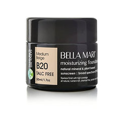 Bella Mari Natural Moisturizing Foundation, Medium Honey (H20); 1.7floz Glass