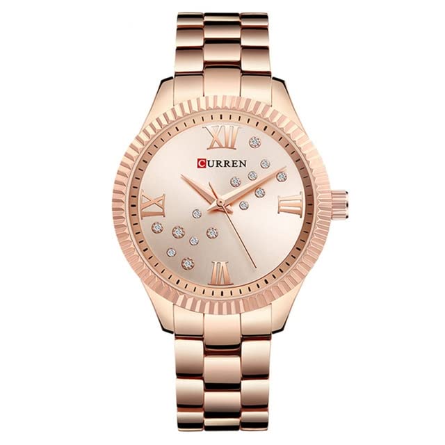 CURREN Watch 9009 Women's Quartz Watch Designer Crystal Wristwatch Ladies Watch (with Original Box) - ROSE