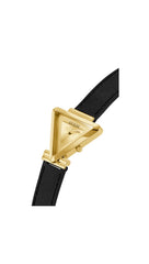 GUESS Ladies 34mm Watch - Black Strap Champagne Dial Gold Tone Case