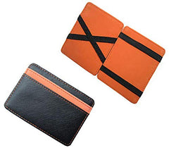 PU leather magic wallets fashion designer men money clip Black and orange