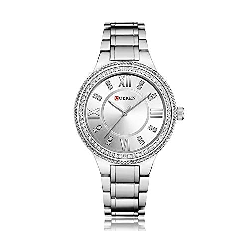 Curren 9004 Quartz Movement Round Dial Stainless Steel Strap Waterproof Women Wristwatch - Silver