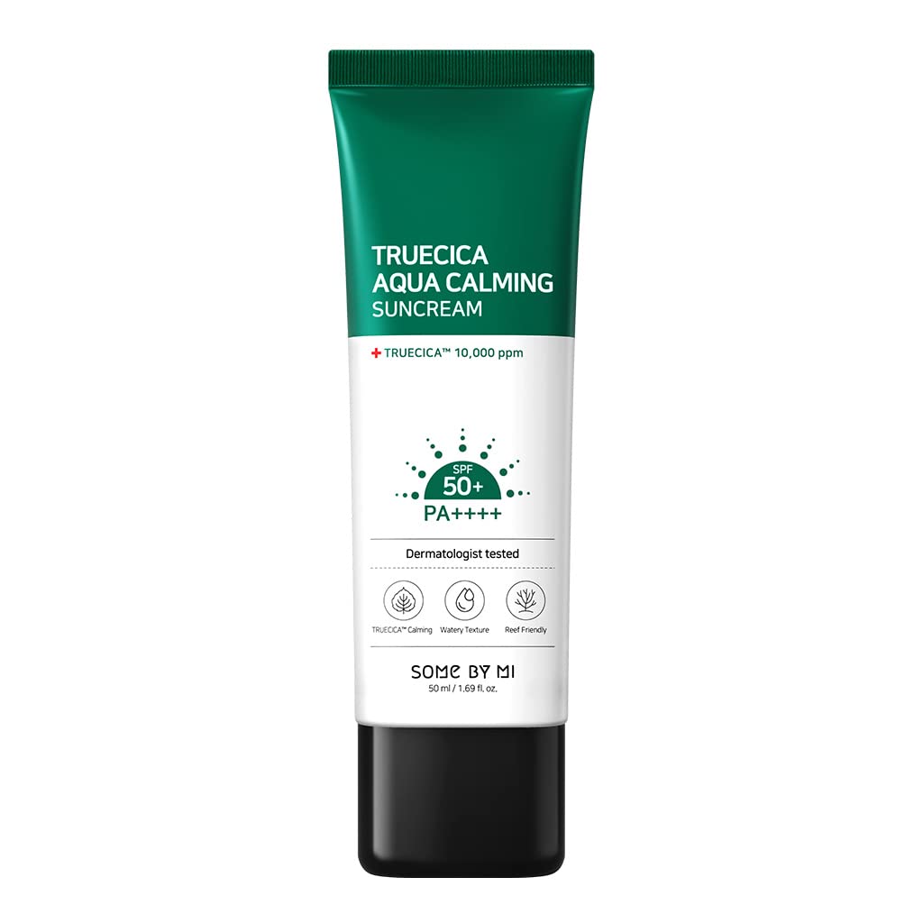 Some By Mi Truecica Aqua Calming Sun Cream SPF50+, Pa++++ | 50ml | Brightening And Calming Effect | Mild Sun & UV Protection Sunscreen For Sensitive Skin
