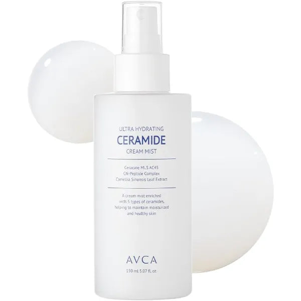 AVCA Ceramide Hydrating Cream Mist 150ml (5.07oz) - K-Beauty Milky Face Spray with 5 Ceramides for Deep Moisture & Dewy Glow
