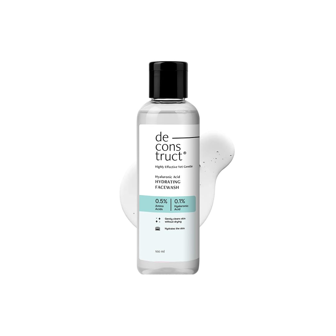 Deconstruct Hyaluronic Acid Hydrating Face Wash | 0.5% Amino Acids + 0.1% Hyaluronic Acid | Fragrance-Free Face Wash for Dry to Normal Skin | pH Balanced & SLS & Paraben Free| 100 ml