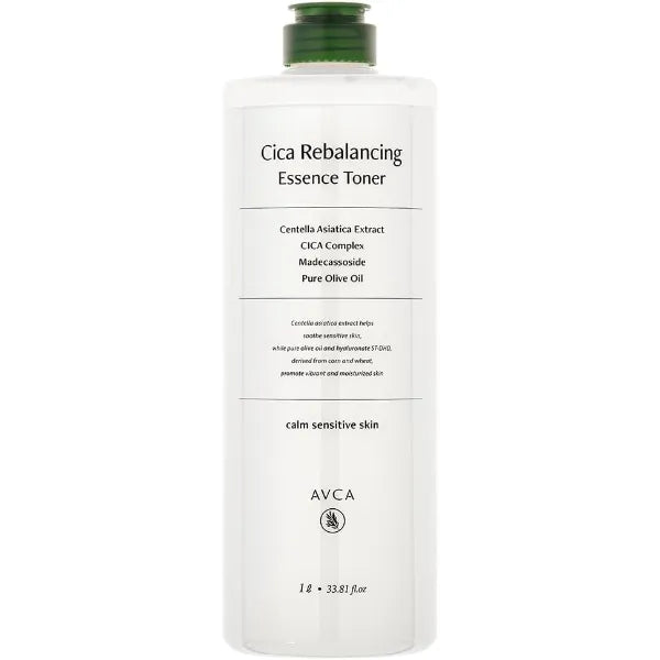 AVCA CICA Rebalancing Essence Facial Toner - Korean Toner with Centella Asiatica for Hydrating & Soothing, ph5.5 Trouble Care, Korean Skin Care (1L / 33.8 fl.oz)