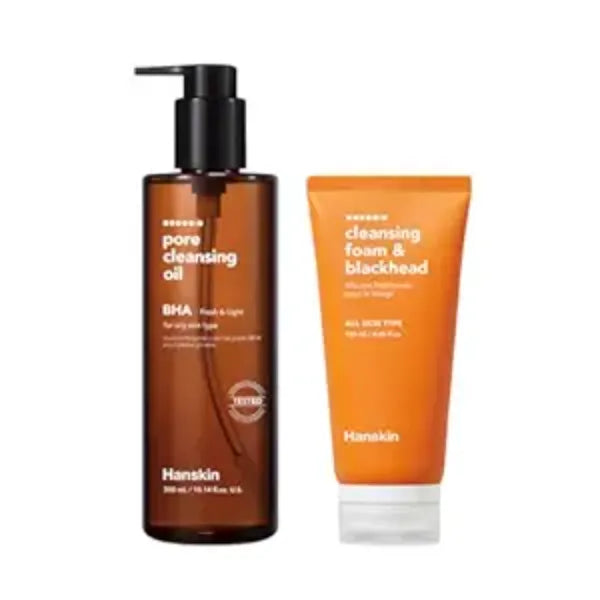 Hanskin Deep Cleanse Duo BHA Pore Cleansing Oil & Foam Cleanser Deep Pore Cleansing & Blackhead Care for Oily & Combination Skin Korean Skincare Set, K-Beauty