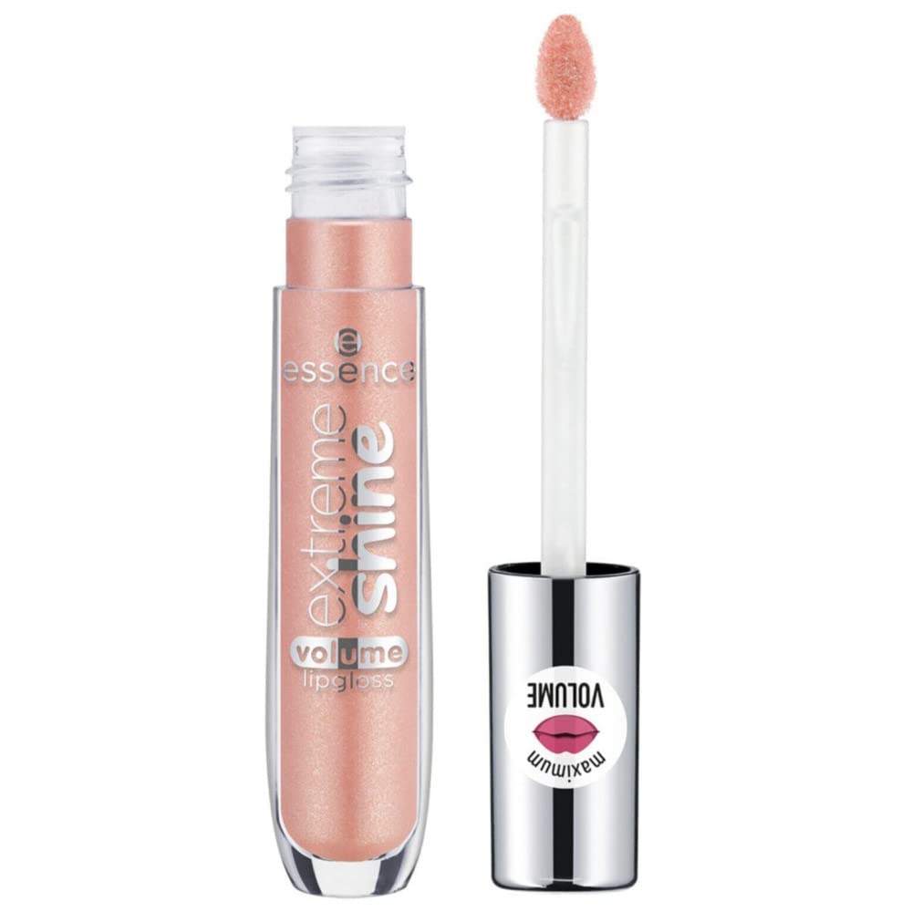 essence extreme shine volume lip gloss, lip gloss, no. 08 gold dust, gold, radiantly fresh, shiny, translucent, vegan, complies with our clean beauty standard, oil-free (5 ml)