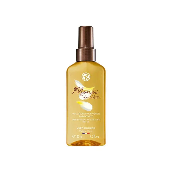 Yves Rocher Monoi Multi-Purpose Moisturizing Dry Oil | Hydrating Tahitian Body & Hair Oil |4.2 fl oz