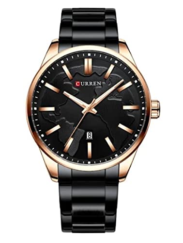 Bundles of 2,Curren 8366 Watch Men Waterproof Calendar Quartz Wrist Watch Business Alloy Case Stainless Steel Band Watch - Black
