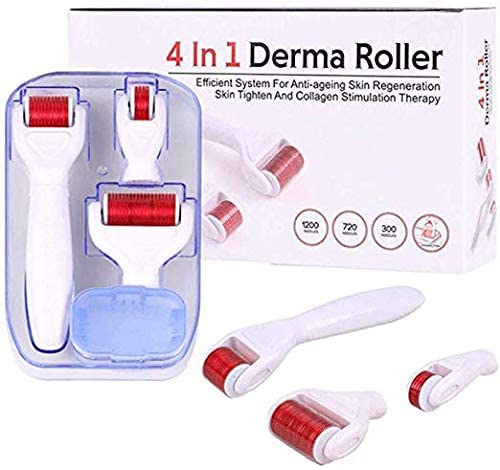 Derma Roller 4 in 1 Different Sizes with Sterile Sterilization Solution (0.5/1.0/1.5mm)