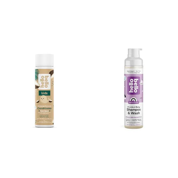 Hello Bello Kids Shampoo & Body Wash + Conditioner Bundle – 10 oz Each, Gentle 2-in-1 Cleanser & Moisturizing Hair Care